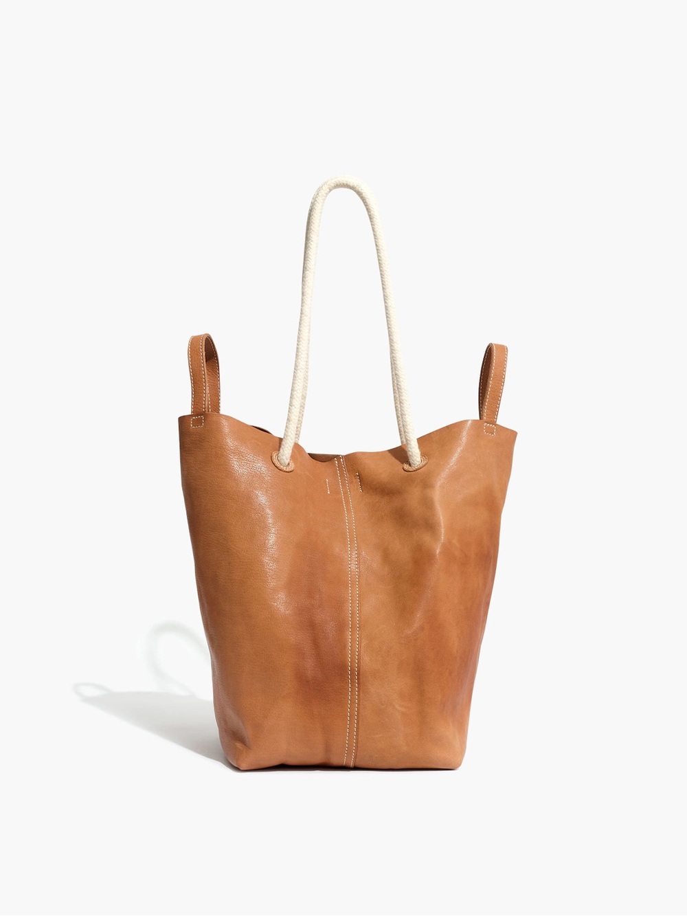 Madewell Cognac Leather Tote with Rope Handles